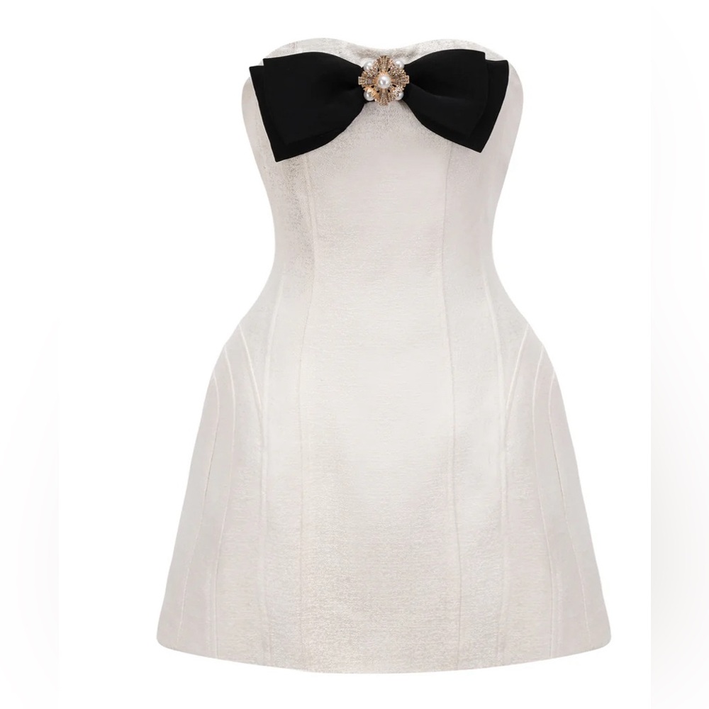 Miss Rossier Araminta Bow-Detail Off Shoulder Mini Dress